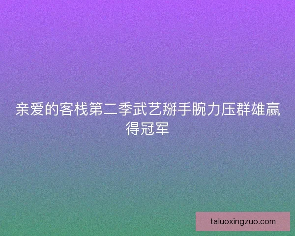 亲爱的客栈第二季武艺掰手腕力压群雄赢得冠军